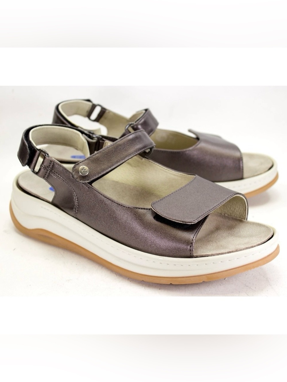 Wolky ADURA Women EU 42 US 10.5-11 Pewter Leather Wedge Slingback Comfort Sandal